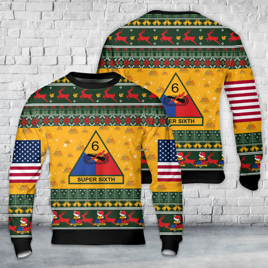 US Army 6th Armored Division (6th AD) Christmas AOP Sweater