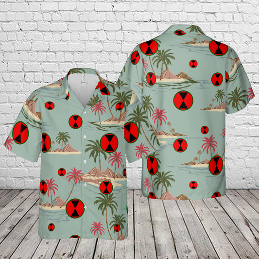 US Army 7th Infantry Division Shoulder sleeve insignia Hawaiian Shirt