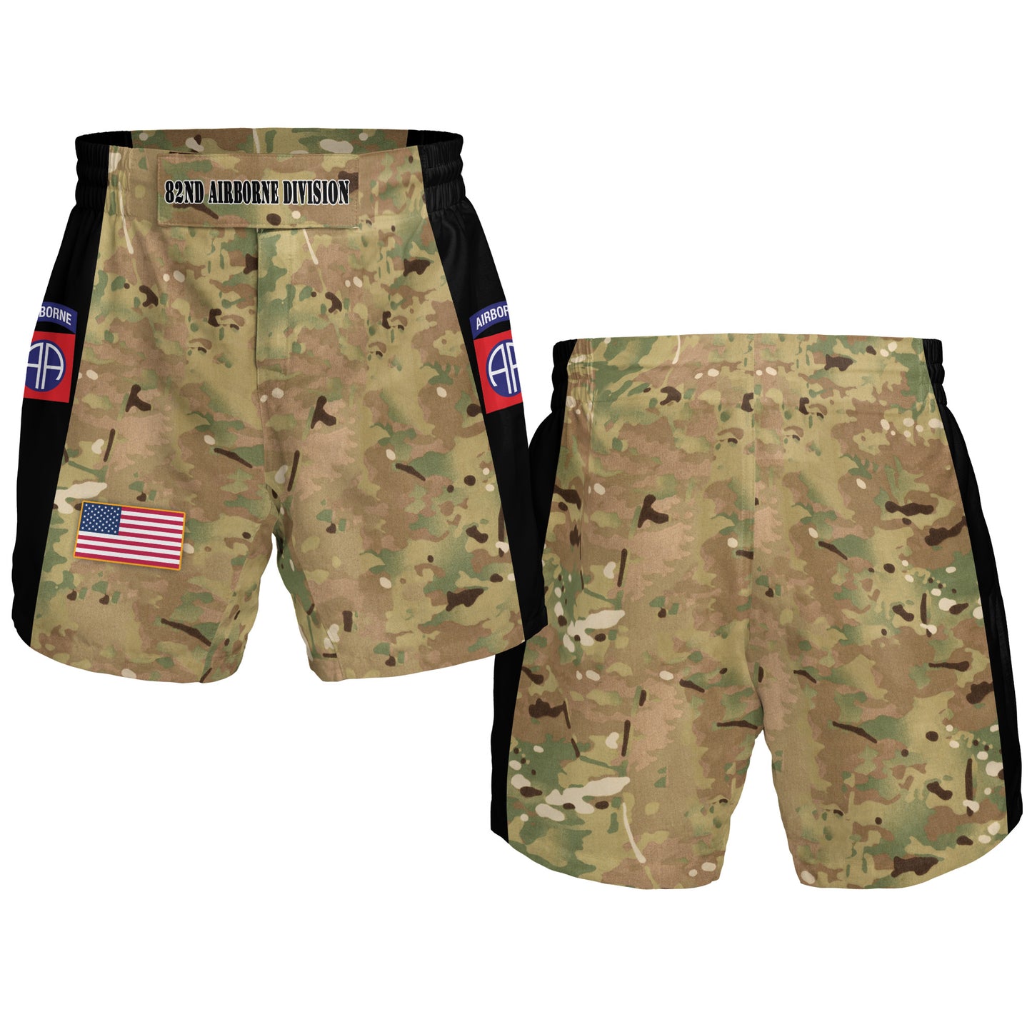 US Army 82nd Airborne Division AOP Fight Shorts (Elastic Waistband)