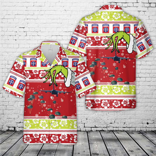 US Army 82nd Airborne Division Christmas Hawaiian Shirt
