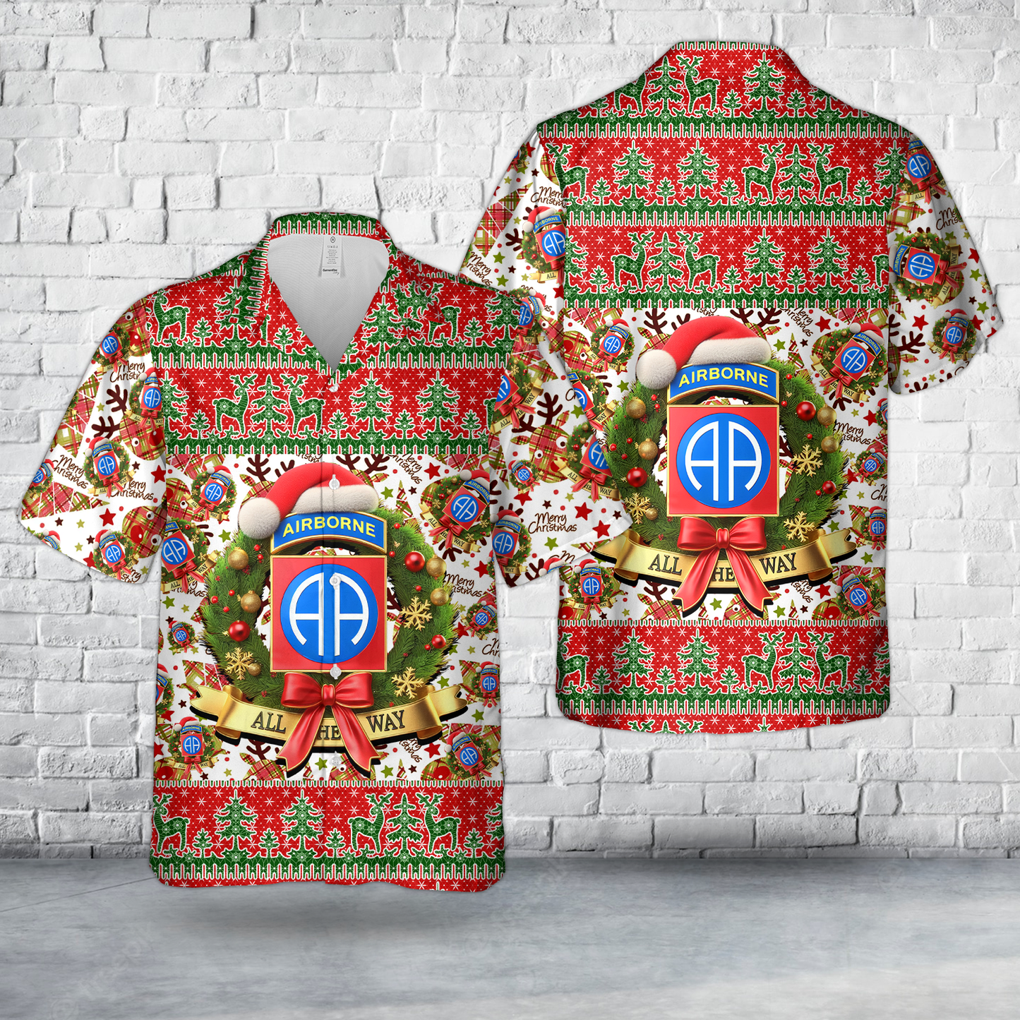US Army 82nd Airborne Division Christmas Hawaiian Shirt