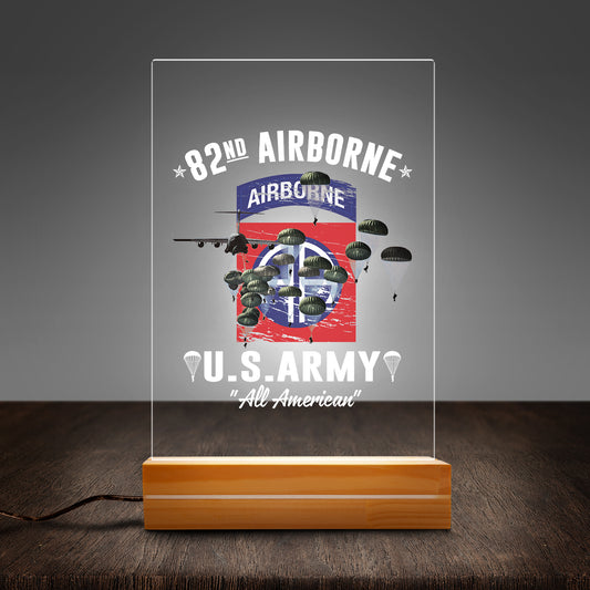 US Army 82nd Airborne Division Custom Shape Tail Photo Night Light