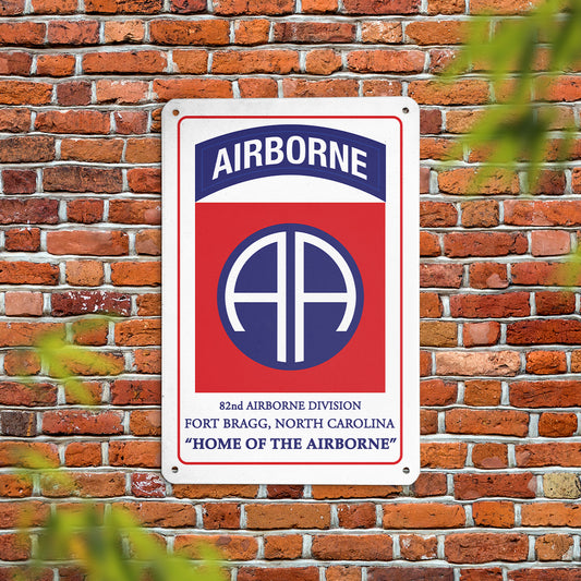US Army 82nd Airborne Division Fort Bragg, North Carolina Decorative Metal Sign