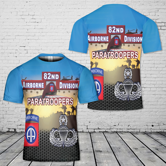 US Army 82nd Airborne Division Paratrooper T-Shirt 3D