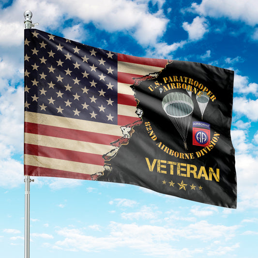 US Army 82nd Airborne Division Paratrooper Veteran House Flag
