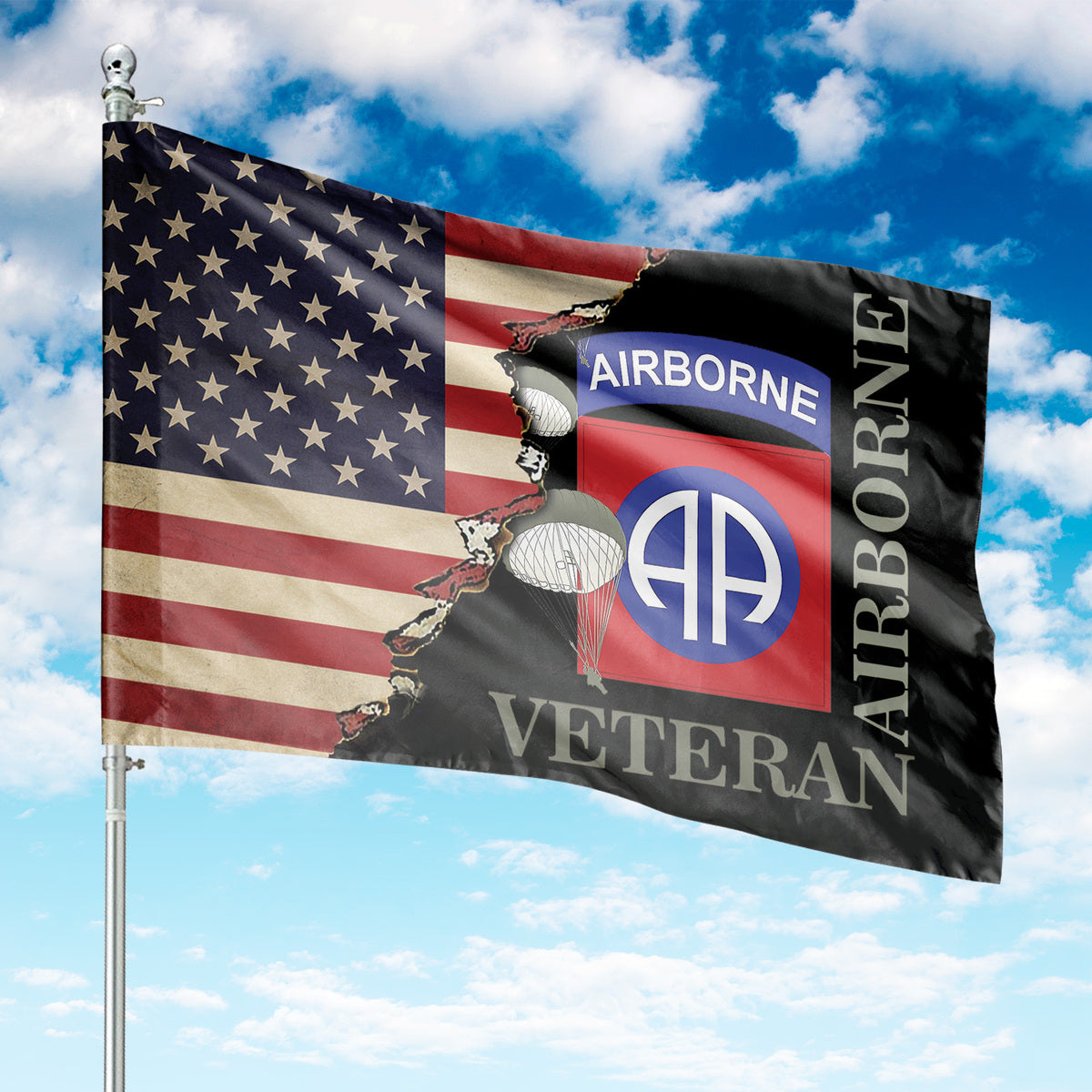 US Army 82nd Airborne Division Paratrooper Veteran House Flag