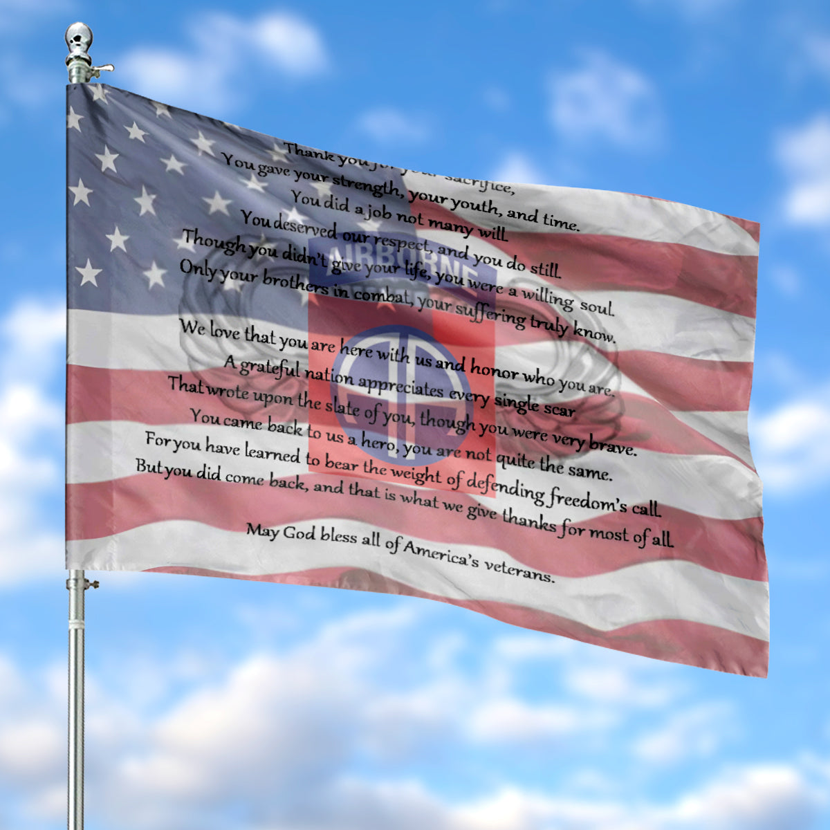 US Army 82nd Airborne Division Veteran Paratrooper House Flag