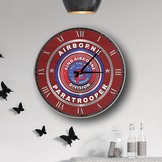 US Army 82nd Airborne Division Wooden Clock