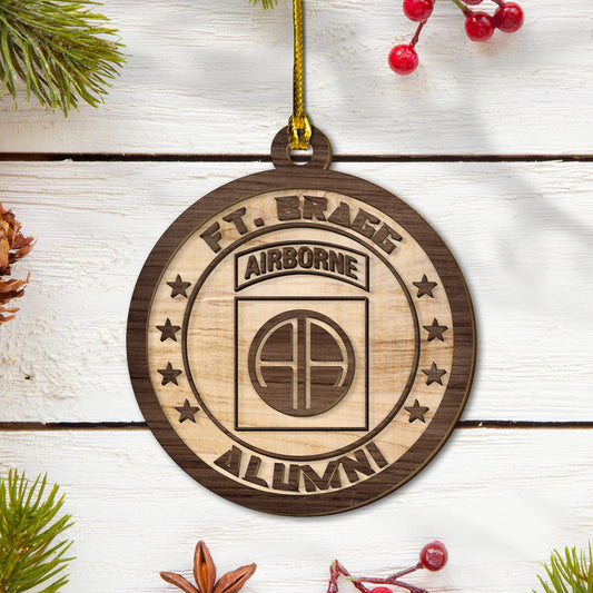 US Army 82nd Airborne Ft. Bragg Alumni 2-layered Wood Ornament