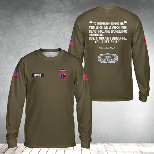 Custom Name US Army 82nd Airborne Long Sleeve Shirt
