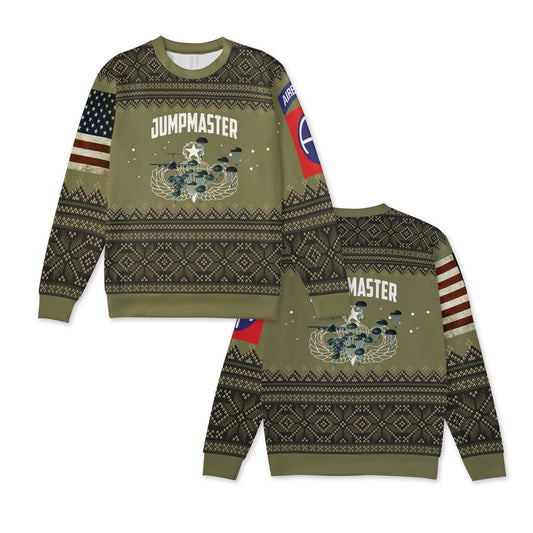 US Army 82nd Airborne Paratrooper Jumpmaster Christmas AOP Knitted Sweater