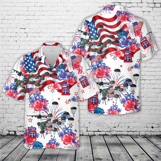 US Army 82nd Airborne Paratrooper, 4th Of July Hawaiian Shirt