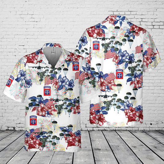 US Army 82nd Airborne Paratrooper, 4th Of July Pocket Hawaiian Shirt