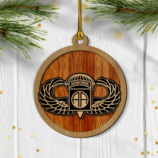 US Army 82nd Airborne Senior Wings 2-layered Wood Ornament