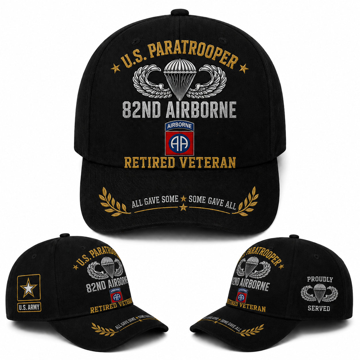 US Army 82nd Airborne U.S. Paratrooper Retired Veteran Baseball Cap