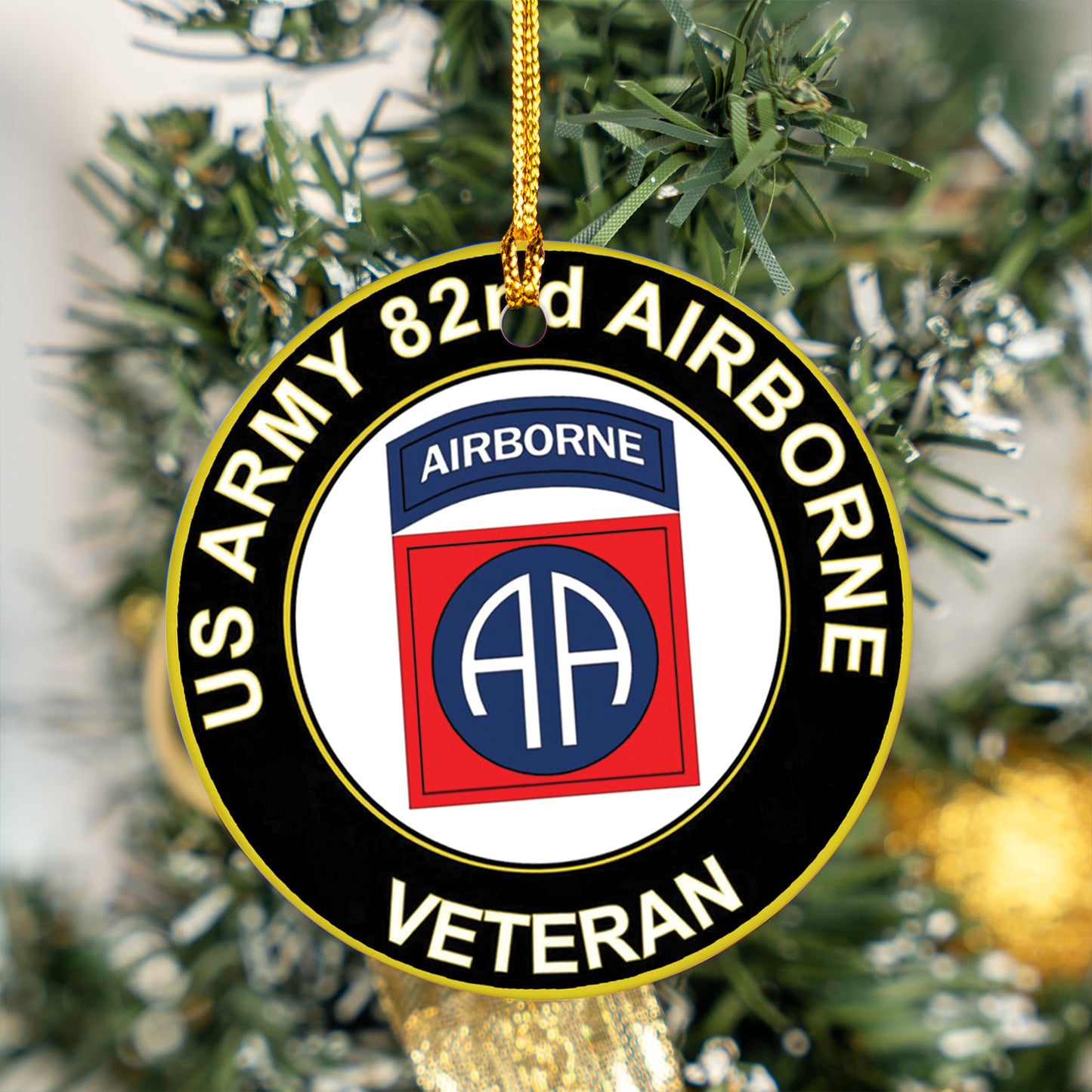 US Army 82nd Airborne Veteran Ceramic Ornament