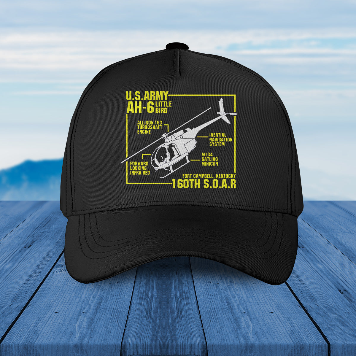 US Army AH-6 Little Bird Helicopter 160Th SOAR Military Helicopter Baseball Cap