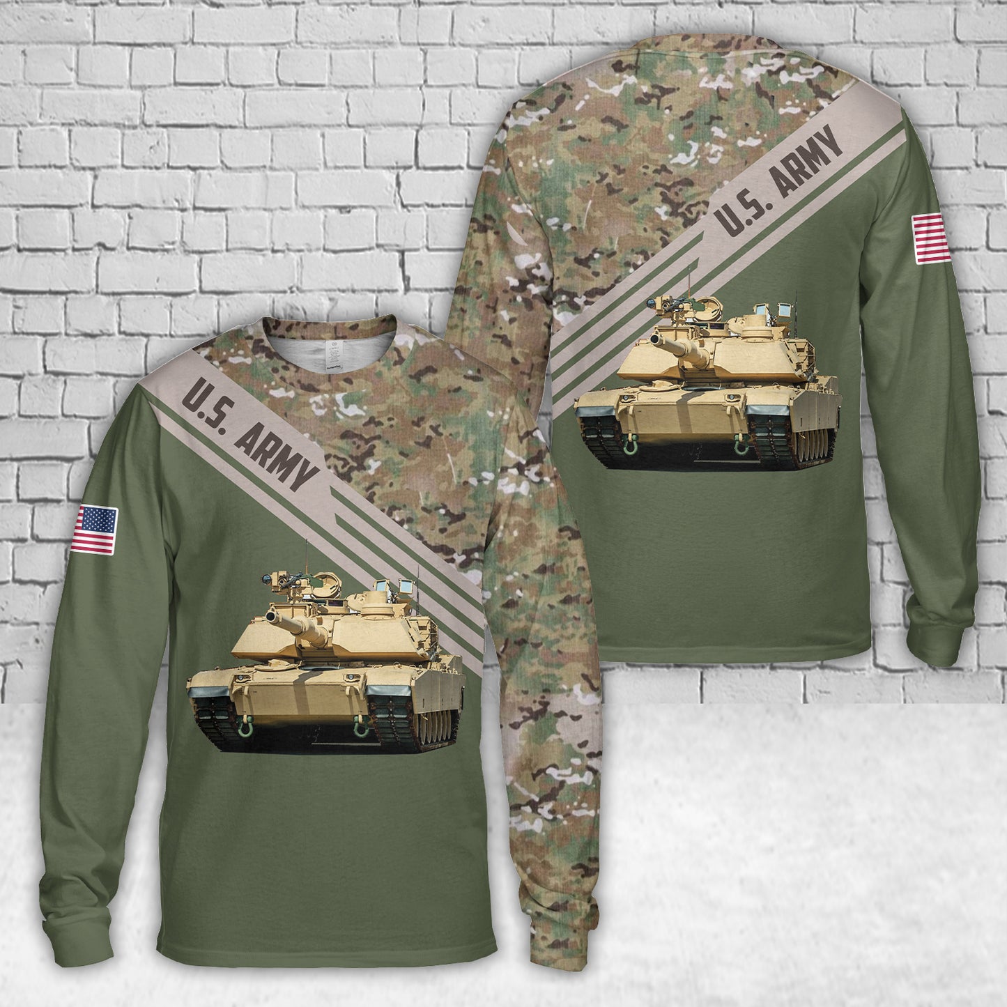 US Army Abrams AOP Print Long Sleeve Shirt