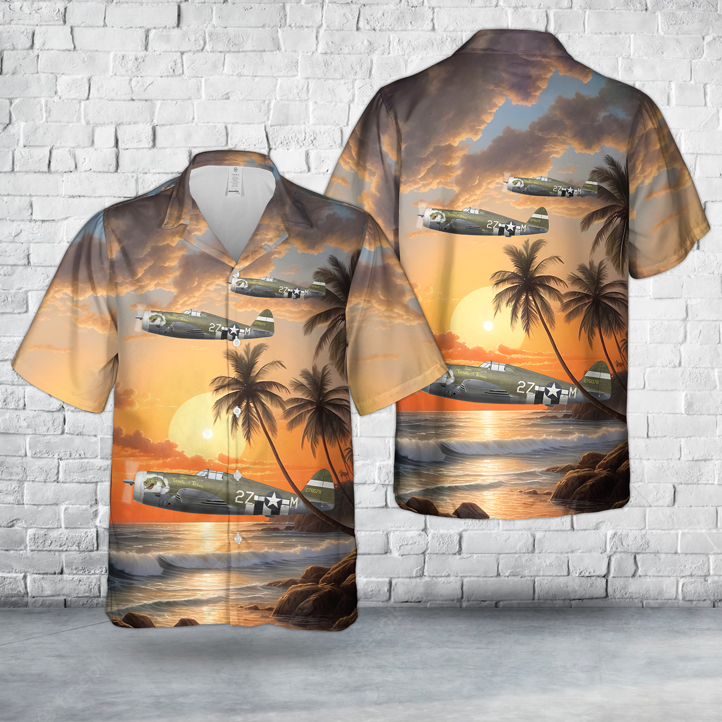 US Army Air Force P-47D "Thunderbolt" 'Touch of Texas'  405th Fighter Group D-Day Hawaiian Shirt