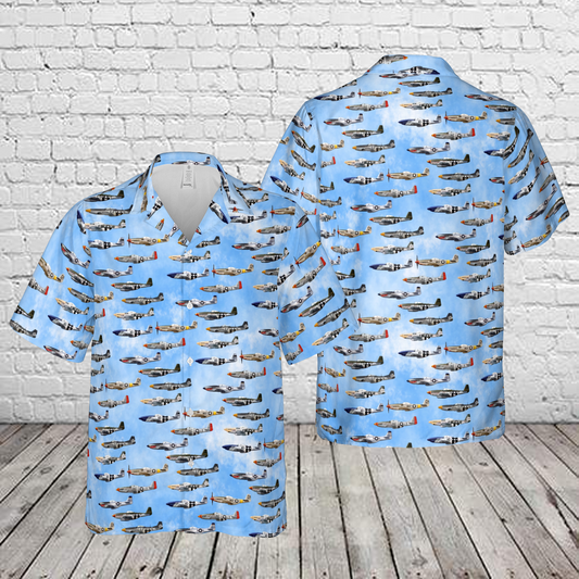 US Army Air Forces North American P-51 Mustang Hawaiian Shirt