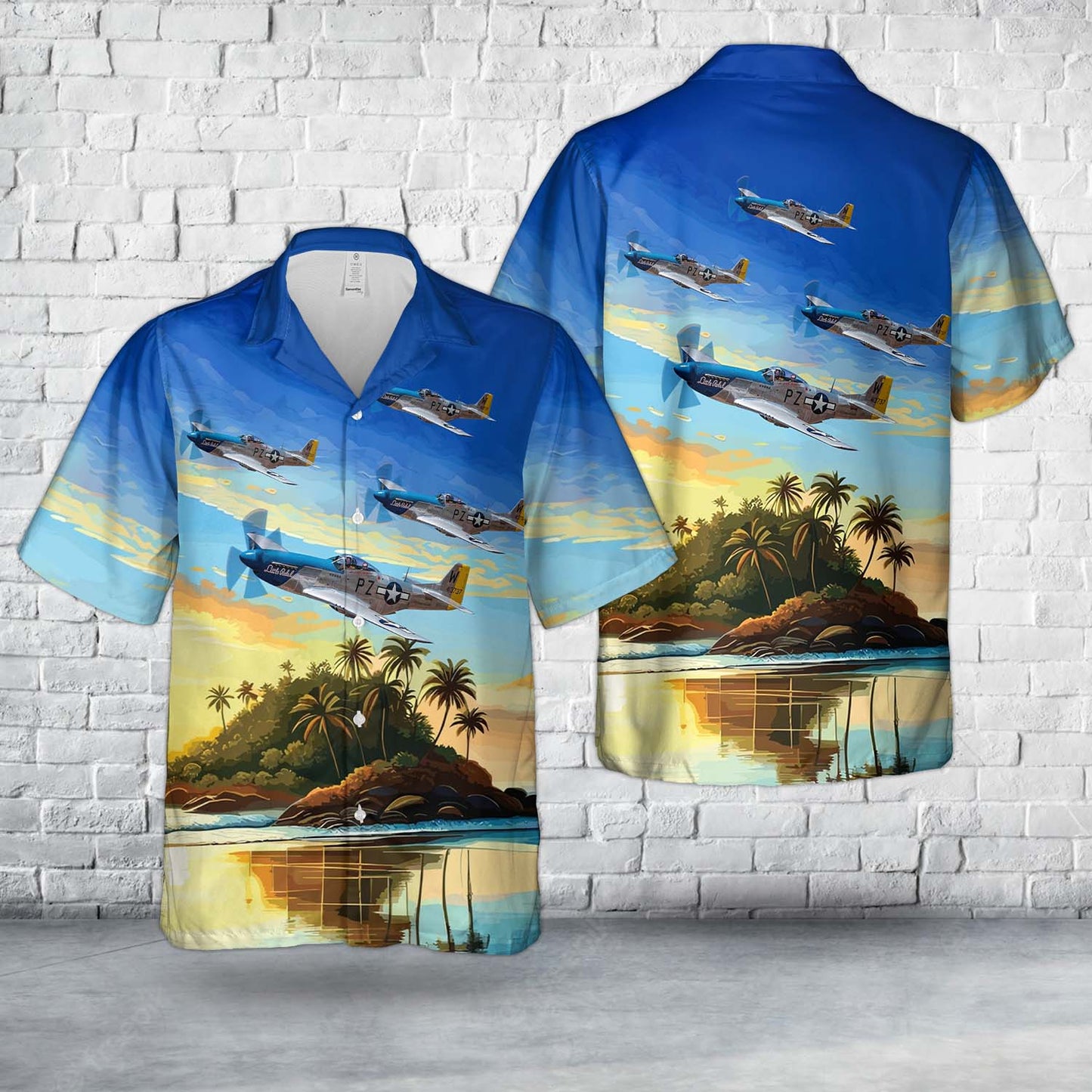 US Army Air Forces North American P-51 Mustang Little Rebel Hawaiian Shirt