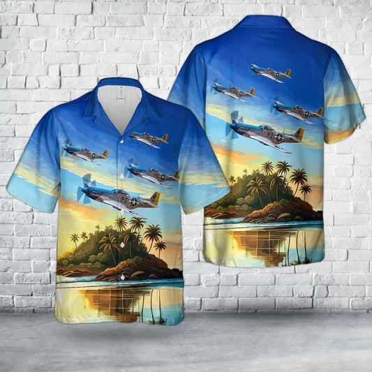 US Army Air Forces North American P-51 Mustang Little Rebel Hawaiian Shirt