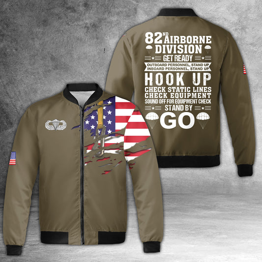US Army Airborne Division, Airborne Static Line, Jumpmaster Commands Bomber Jacket