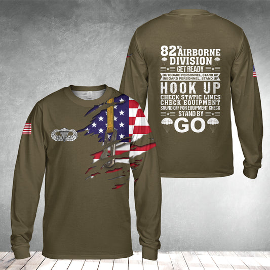 US Army Airborne Division, Airborne Static Line, Jumpmaster Commands Long Sleeve Shirt