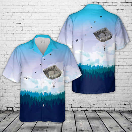 US Army Airborne School Students jump from a C-130 using T-11 parachutes Hawaiian Shirt