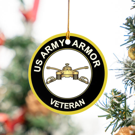 US Army Armor Veteran Ceramic Ornament