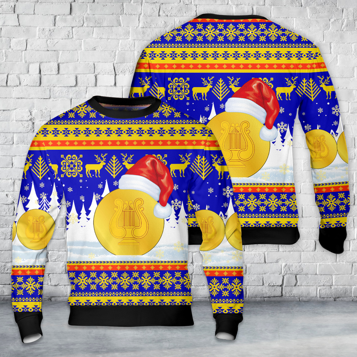 US Army Bands Branch Insignia Christmas AOP Sweater