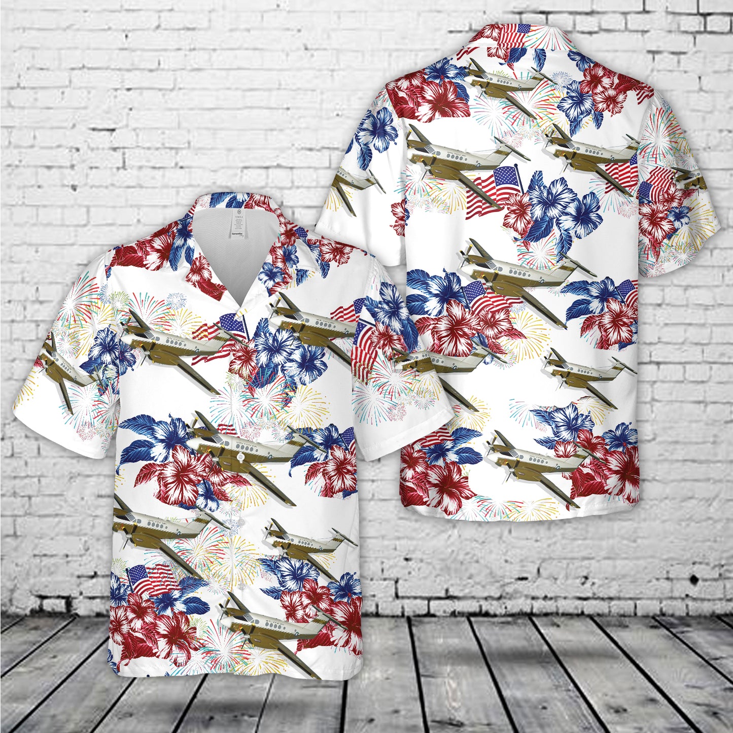 US Army Beechcraft C-12 Huron aircraft, 4th Of July Hawaiian Shirt
