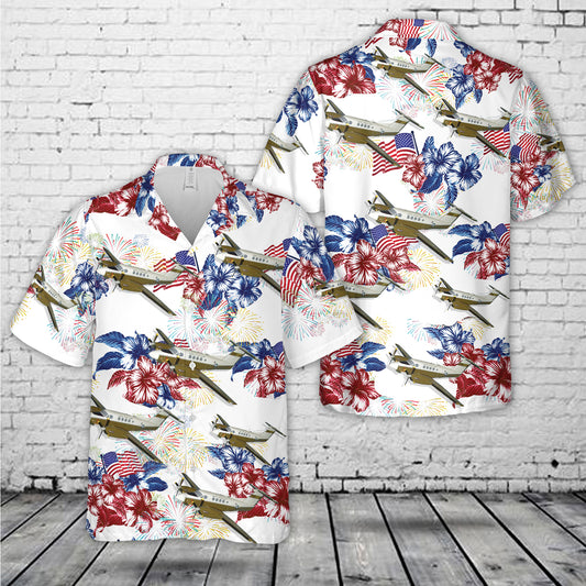 US Army Beechcraft C-12 Huron aircraft, 4th Of July Hawaiian Shirt