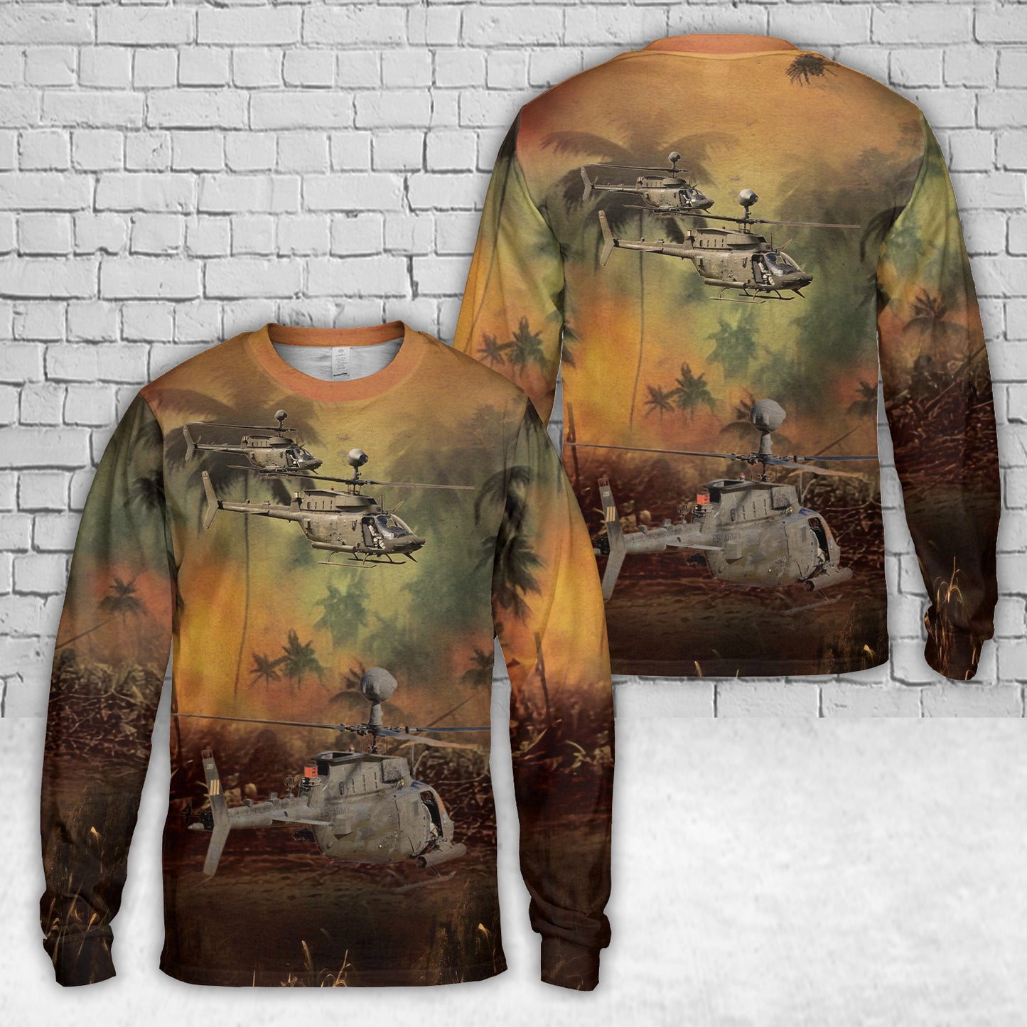 US Army Bell OH-58 Kiowa AOP Long Sleeve Shirt