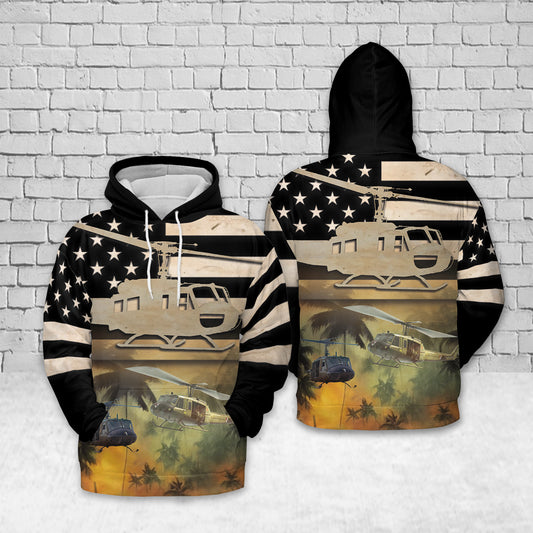 US Army Bell UH-1 Iroquois Vietnam War Hoodie 3D
