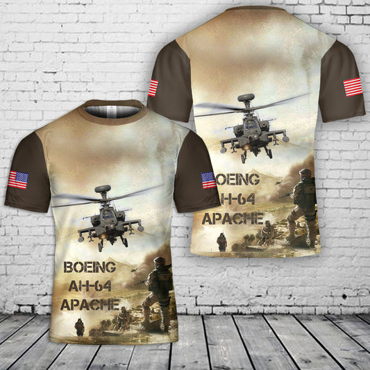 US Army Boeing AH-64 Apache 3D T-Shirt