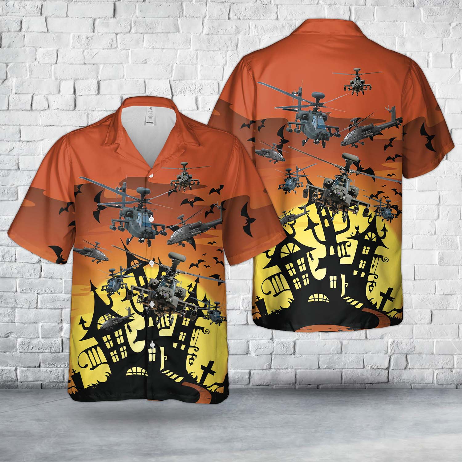 US Army Boeing AH-64 Apache Halloween Hawaiian Shirt