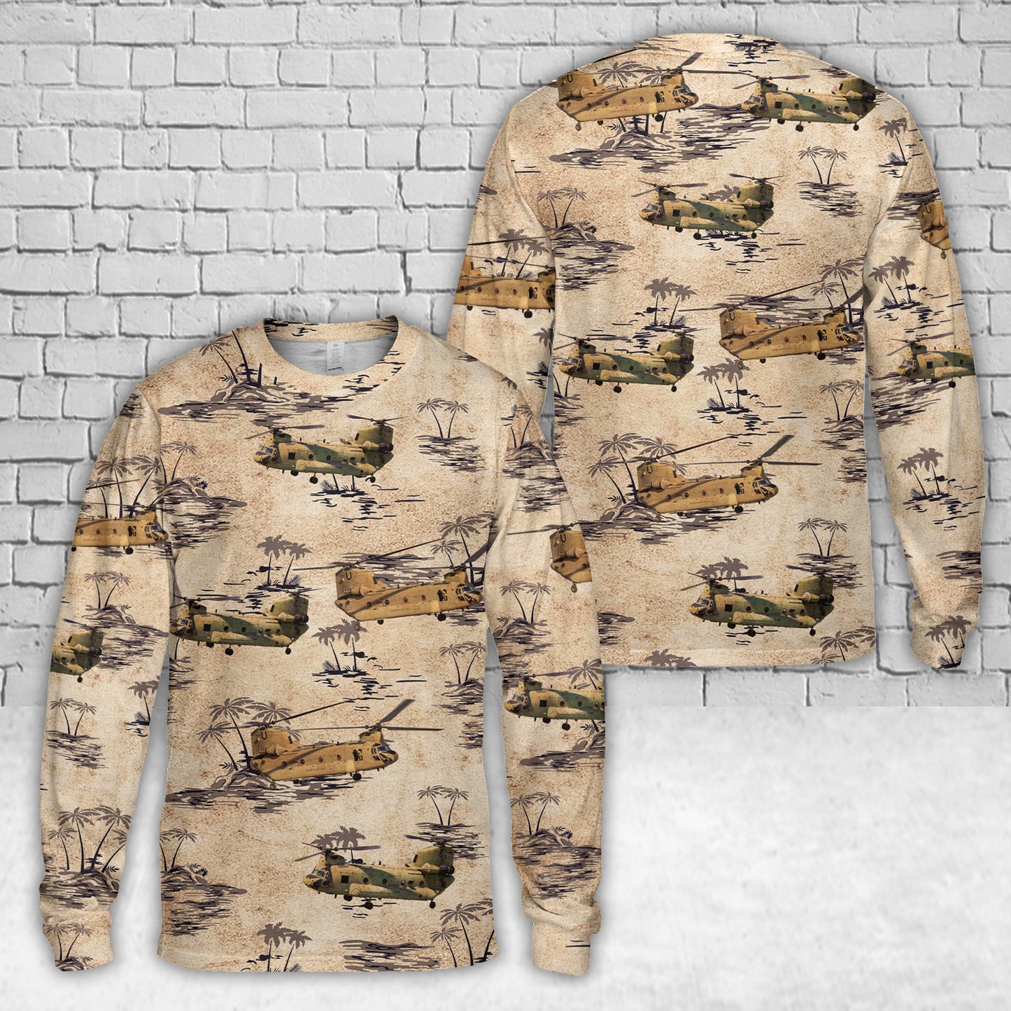 US Army Boeing CH-47 Chinook AOP Long Sleeve Shirt