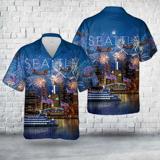 US Army CH-47 Chinook from 1-168th GSAB, Washington Army National Guard, 4th of July Hawaiian Shirt