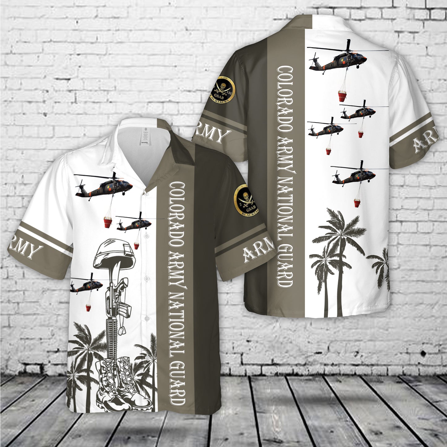 US Army Colorado Army National Guard 2-135th General Support Aviation Battalion (2-135th GSAB) UH-60 Black Hawk Hawaiian Shirt