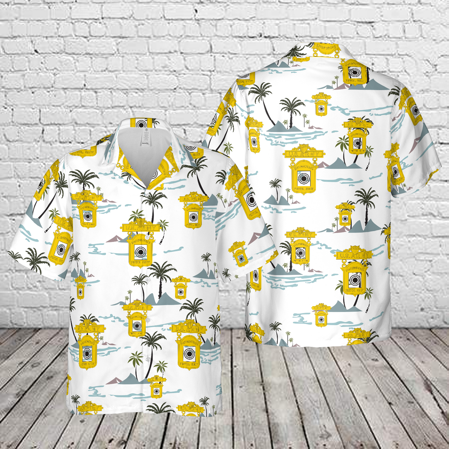 US Army Dist. Pistol Shot Badge Hawaiian Shirt