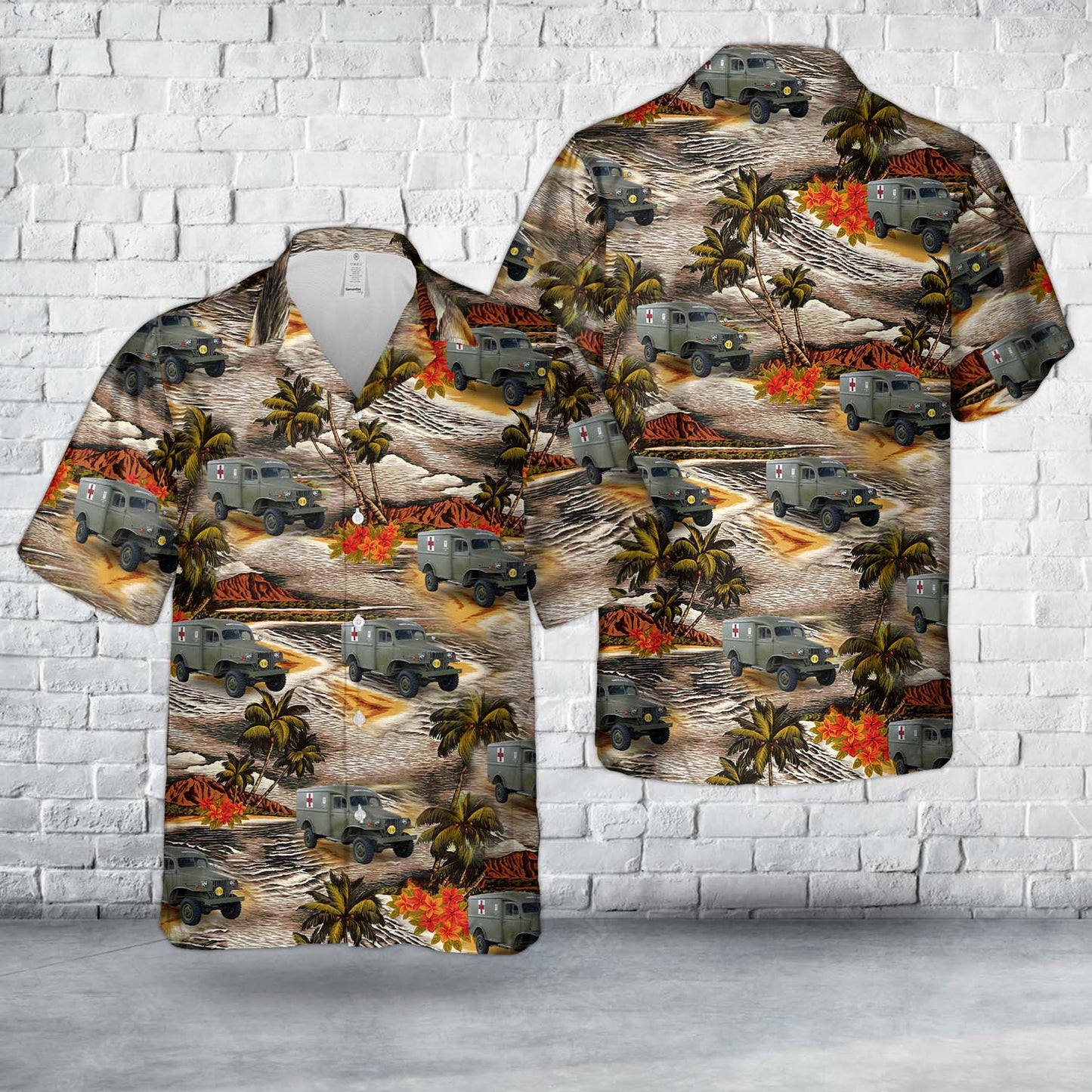 US Army Dodge WC-27 Ambulance Hawaiian Shirt