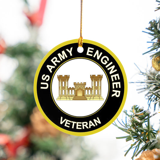 US Army Engineer Veteran Ceramic Ornament