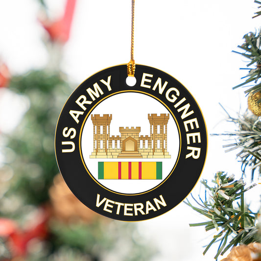 US Army Engineer Vietnam Veteran Ceramic Ornament