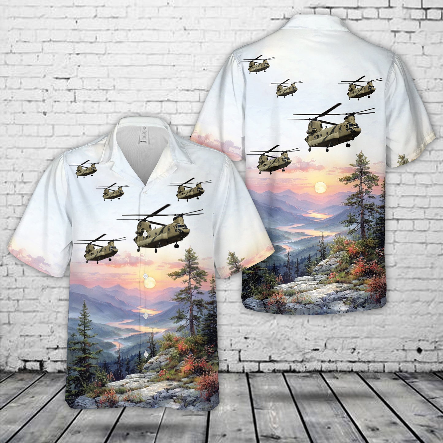 US Army Europe's 12th Combat Aviation Brigade CH-47 Chinook Hawaiian Shirt