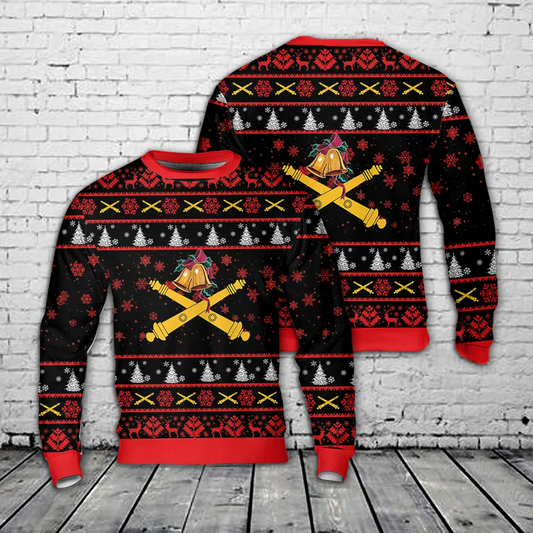 US Army Field Artillery Branch AOP Christmas Sweater