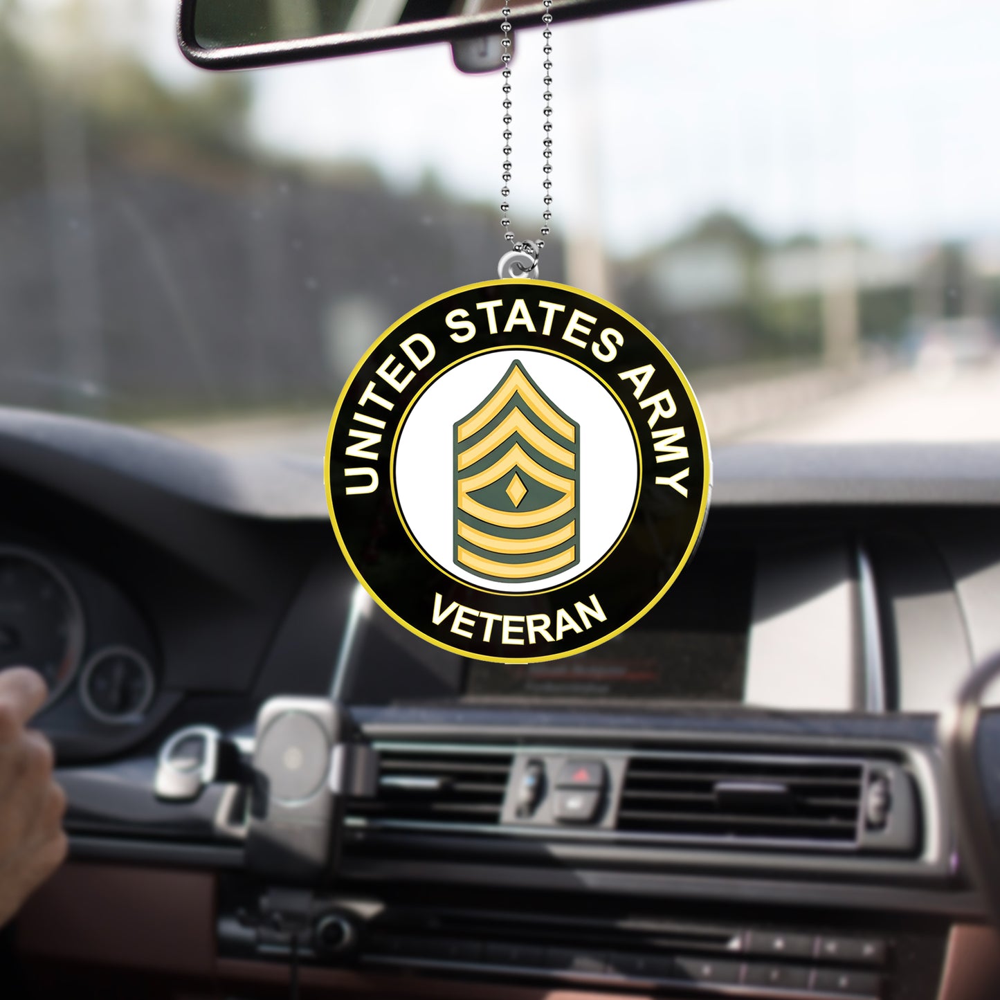 US Army First Sergeant Veteran Custom Shape Car 2-side Printed Ornament