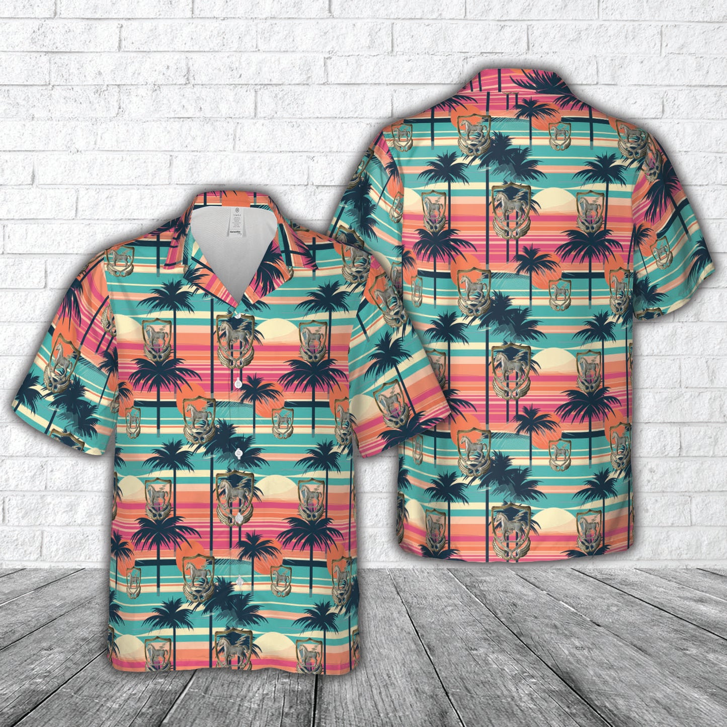 US Army Former 10th Special Forces Group Trojan Horse-in-Shield Emblem beret badge from 1955-1962 Hawaiian Shirt