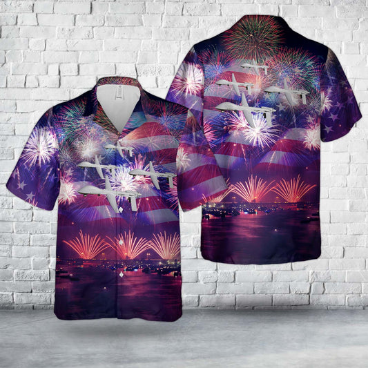 US Army General Atomics MQ-1C Gray Eagle, 4th Of July Hawaiian Shirt