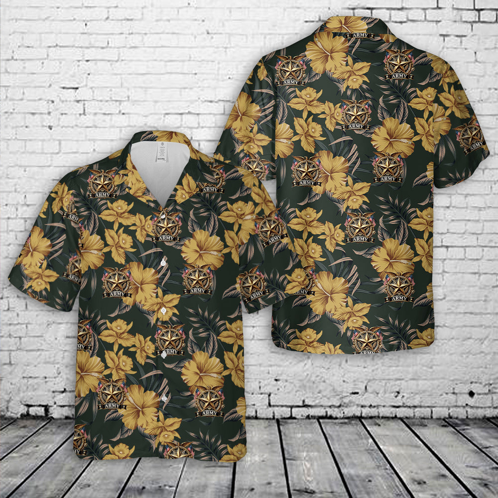 US Army Gold Emblem Hawaiian Shirt